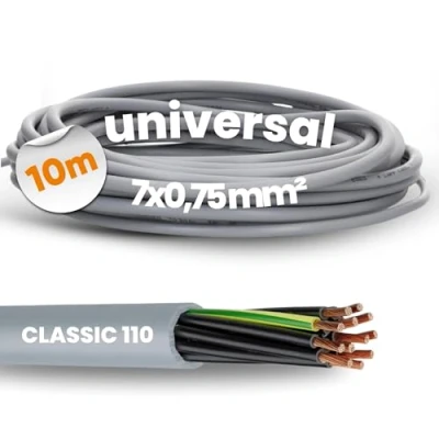 Imagen de Lapp 1119107 Ölflex Classic 110 Cable de control PVC (10 m, 7 x 0,75 mm², con conductor protección verde y amarillo 7G0,75 conductores, núcleos)