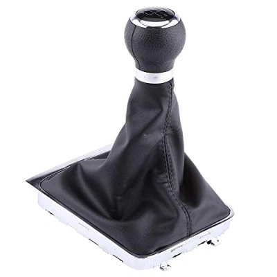 Imagen de perilla de cambio marchas, polaina, 6 velocidades, cuero sintético, marchas para coche, kit marco arranque Passat B6 2005 2012