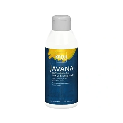 Imagen de KREUL 91453 Javana Pintura para Tejidos claros y Oscuros, Frasco 250 ml Blanco, Color Brillante a Base de Agua, carácter pastoso, Estampar estarcir, White,