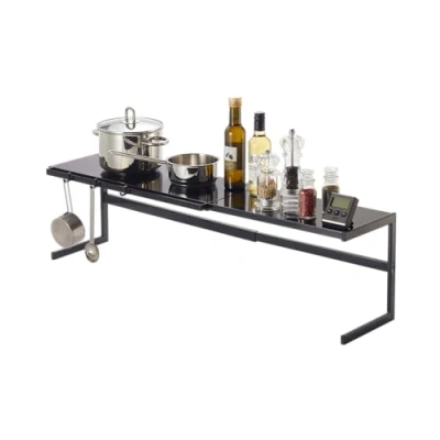 Imagen de YAMAZAKI 4481 TOWER Estante de cocina extensible, negro, Acero, minimalista, 54～92 x 22.5 25 cm