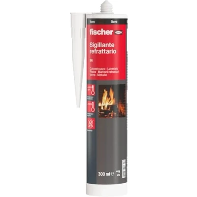 Imagen de Fischer Sellador refractario SR negro, hasta 1200 (1500 pico), resistente a altas temperaturas y al calor, para juntas, chimeneas, barbacoas, estufas, hornos, calderas, 544448