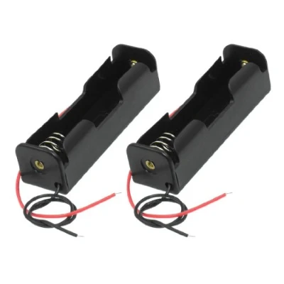 Imagen de SRMAN 2pzs Negro 18650 Baterias de Punta Caja sostenedor bateria con Plomo Alambre, 012808