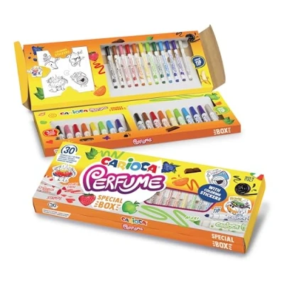 Imagen de Carioca Set especial de Rotuladores Perfumados Contiene 30 con Pegatinas para colorear Colores Surtidos Tinta Lavable y Punta Bloqueada