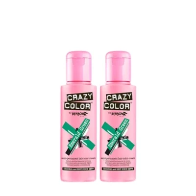 Imagen de Crazy Color Tinte capilar semi permanente (Emerald Green verde esmeralda), 100 ml (Paquete de 2)