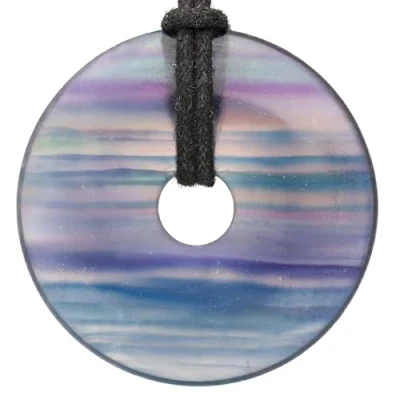 Imagen de Lebensquelle Plus Piedra preciosa de fluorita, forma donut 40 mm diámetro, colgante fluorita arcoíris