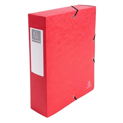 Imagen de Exacompta Ref. 50835E Caja archivadora con elásticos Exabox (600 g/m2, parte trasera de 8 cm, dimensiones 25 x 33 para documentos A4, color rojo, viene montada