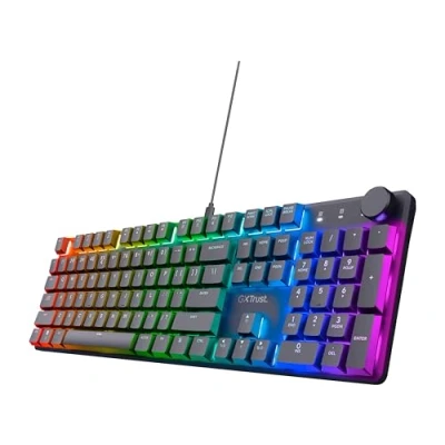 Imagen de Trust Gaming GXT 866 Torix Teclado mecánico Alemán QWERTZ Layout, Huano, Teclas Planas, iluminación RGB, Anti Ghosting N Key Rollover USB programable para Juegos PC portátil