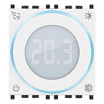 Imagen de VIMAR 02973.B Termostato inteligente de rueda WiFi, Bluetooth, alimentación 100 240 V, retroiluminación LED, 2 módulos. Comapatible con Eikon, Arké, Plana, para idea soporte dedicado, blanco
