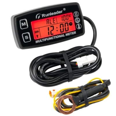 Imagen de Runleader, medidor de temperatura digital del motor, tacómetro horas mantenimiento con retroiluminación para cortadora césped, generador, motocicleta, moto, ATV, motor fuera borda, e