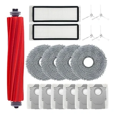 Imagen de Odashen Juego de 17 accesorios repuesto para robot aspirador Roborock Q Revo/Roborock P10, incluye cepillo principal, paño fregona, bolsa polvo, filtro, lateral (blanco)