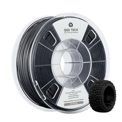 Imagen de QIDI TECH TPU 95A Filamento de Alto Flujo 1.75mm，TPU95A HF Flexible para Impresora 3D,Alta Elasticidad,Adecuado Impresión Alta Velocidad,carrete 1kg,Negro.