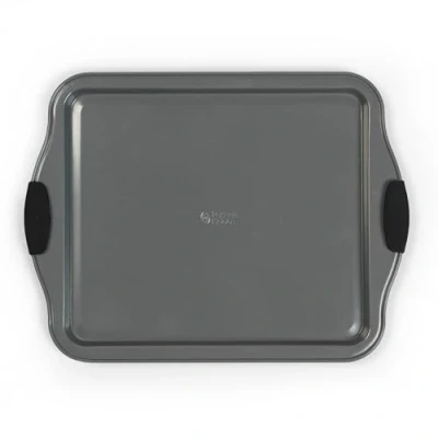 Imagen de Russell Hobbs RH01914EU bandeja para hornear perlada, Antiadherente, Acero al carbono, Mangos de silicona, gran horno, Gris mate, 38 cm