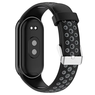 Imagen de INF Pulsera Compatible con Xiaomi Mi Band 8 Fitness Pulsera, Correa de Reloj Silicona, diseño Bicolor, Repuesto Transpirable, Correas Gris + Negro
