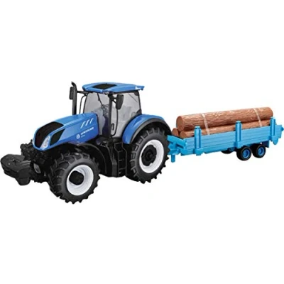 Imagen de Tobar B18 44068 New Holland T7HD Tractor con Remolque de Troncos, Color Azul
