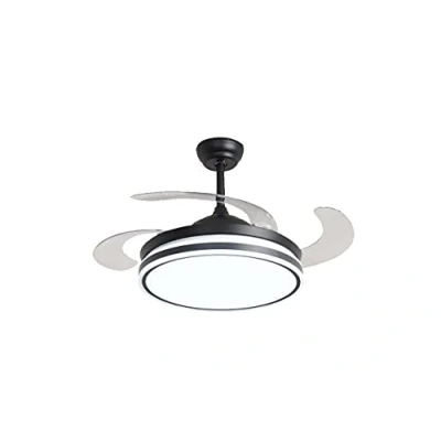 Imagen de Pepeo Ventilador de techo Ganuwa con iluminación LED, incluye mando a distancia, dispone un innovador mecanismo plegado y desplegado las alas [60 vatios], Negro