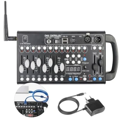 Imagen de Consola DMX512 2.4G 192CH programable para iluminación de escenario DJs Bands Bars Pubs Clubs Celebración Familiar Boda etc
