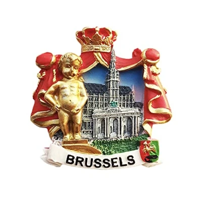 Imagen de Bruselas Bélgica Landmark 3D Imán para nevera regalo de recuerdo, hecho a mano decoración del hogar y la cocina colección imanes