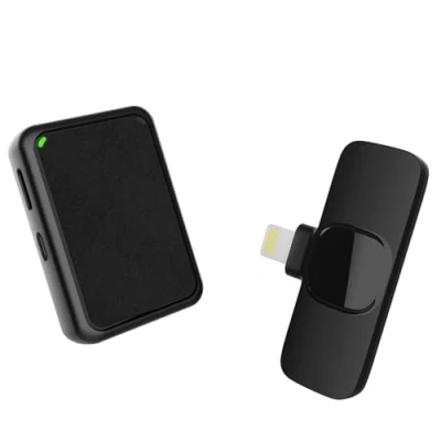 Imagen de Micrófono Inalambrico Solapa, Gimpro MB1(A) 2.4GHz【Lightning】 Plug&amp;Play de Solapa con 1 Pulsación Silencio 3 Modos Denoise para Vlogging Live, Microfono iPad iPhone