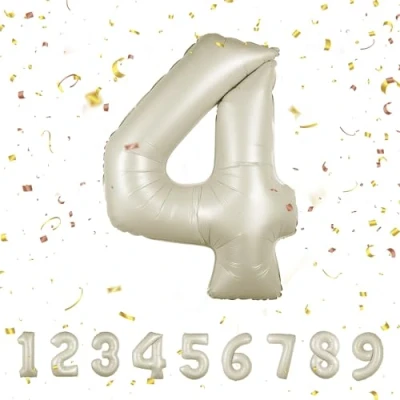 Imagen de Globos de Cumpleãnos 4 Beige,101 CM Globo Numeros Gigantes Grandes Decoracion,Globo Numero 4,Globos Niño Niña Adultos,Vuelan con Helio…