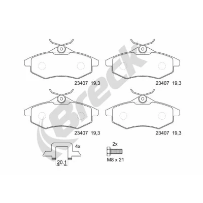 Imagen de BRECK 23407 00 702 Juego de pastillas freno no preparado para indicador desgaste CITROËN: C2 Hatchback, C3 I Hatchback