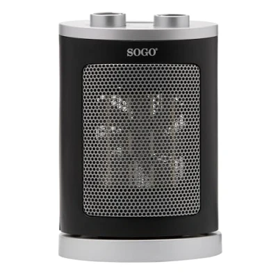 Imagen de SOGO Calefactor pequeño bajo consumo y calentamiento rápido Oscilante PTC con Ventilador, 1500W NEgro (SS 18365)