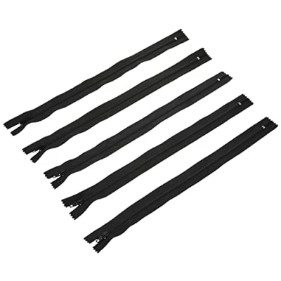 Imagen de Trimz 30 cm ( 300 mm) una Manera topes de Cremallera con Dientes 4 mm, 5 Unidades, poliéster, Negro, x 1