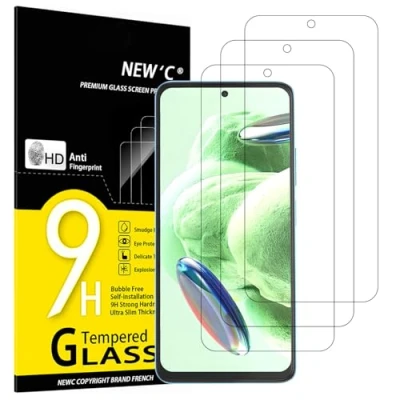Imagen de NEW&#039;C 3 Piezas, Protector Pantalla para Xiaomi Redmi Note 12 5G /4G, Cristal templado Antiarañazos, Antihuellas, Sin Burbujas, Dureza 9H, 0.33 mm Ultra Transparente, Resistente