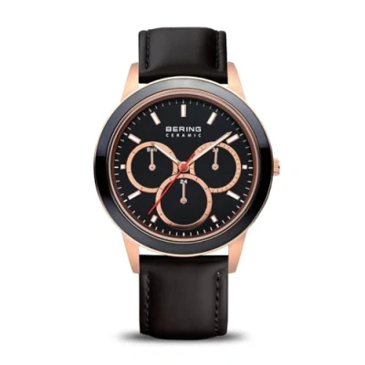 Imagen de BERING Reloj Analógico Ceramic Collection para Unisex de Cuarzo con Correa en Cuero &amp; Cristal Zafiro 33840 446