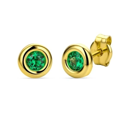 Imagen de Orovi Mujer Pendientes Set, Oro Amarillo 9 quilates (375) con esmeralda