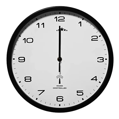 Imagen de Monzana Reloj de Pared Radiocontrolado Cuarzo Analógico 31cm Ajuste Hora Automático Blanco/Negro