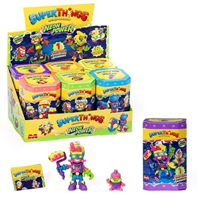 Imagen de SUPERTHINGS Serie Neon Power, Colección Completa de los 6 Kazoom Kids, Cada Kid Viene con 1 SuperThing y Accesorio Combate