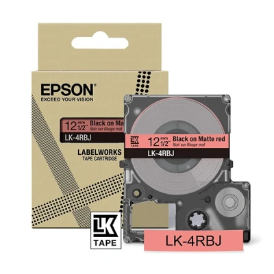 Imagen de Epson LabelWorks LK 4RBJ Cartucho de cinta para etiquetado compatible con LW C610 y C410 Rojo/Negro Mate 12mm