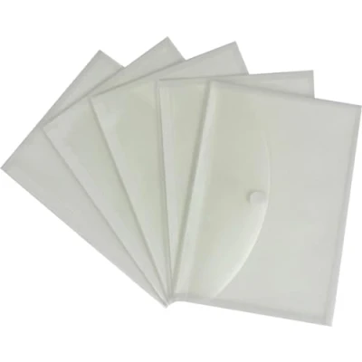 Imagen de Carpeta autoadhesiva horizontal para documentos, 5 unidades, de polipropileno transparente, con altura relleno y cierre velcro (A4)