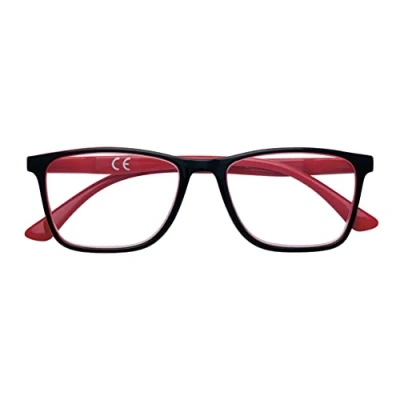 Imagen de Zippo Gafas de lectura, hechas con un marco líneas blandas, ideal para hombres y mujeres, diopter +1.50, negro, barras rojas