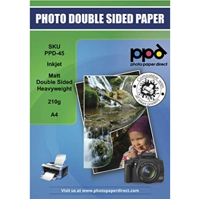 Imagen de PPD Inkjet A4 x 20 Hojas de Papel Fotográfico Doble Cara Mate 210 g/m² Secado Instantáneo Para Todas Impresoras Inyección Tinta 45