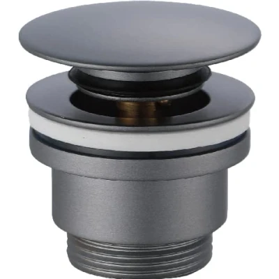 Imagen de Mice Valvula de Click Clack Apta para lavabos y bides Fácil instalación Tapones Desagüe Lavabo, Universal con o sin Rebosadero, Pop Up Gris Mate VCC017