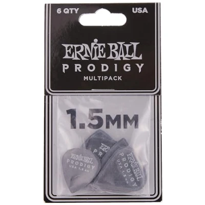 Imagen de Ernie Ball Prodigy Púas para guitarra, 1,5 mm, 6 unidades, multipaquete, color negro