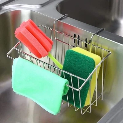 Imagen de Organizador De Fregadero Cocina, Soporte Esponja Acero Inoxidable, Paño Porta Estropajos, Estante Almacenamiento Para Fregadero, Bandeja Escurridor Platos