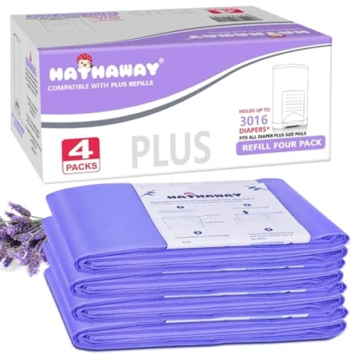Imagen de Dekor Plus Paquete de 4 recambios, con aroma a polvo capacidad para hasta 2320 pañales, se adapta cubos pañales