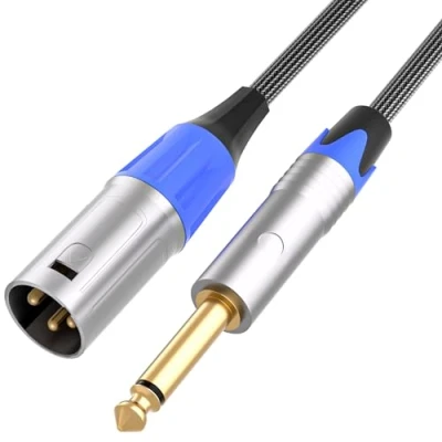 Imagen de Tisino XLR A 1/4&quot; 6,35mm TS Cable, Cuarto De Pulgada Mono Macho No Balanceado Cable Interconexión Para Amplificadores, Instrumentos 1m