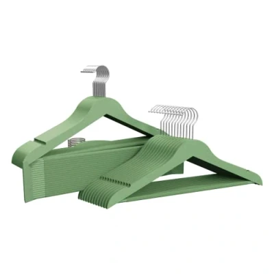 Imagen de COM FORT HOUSE Percha de Resina para Ropa Color Verde Resistente con Muescas Antideslizantes 45cm Pack 48 Unidades