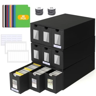 Imagen de BILIPLE Caja de Mazos Commander para MTG, Tarjetas Más 9000 Tarjetas, Cajas Almacenamiento Coleccionables con 48 Divisores, Deck Box Cartas PTCG TCG Deportivas