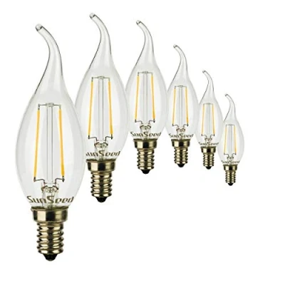 Imagen de SUNSEED 6x Bombilla Vela Llama Filamento LED E14 2W = 25W Blanco Cálido 2700K