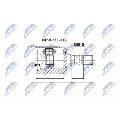 Imagen de NTY NPW MZ 018 Junta Homocinética lado de engranaje, Eje delantero, izquierda MAZDA: 6 Hatchback, Wagon