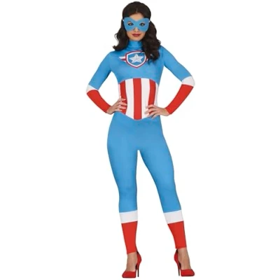 Imagen de FIESTAS GUIRCA Capitana Estrella Disfraz para Mujer Mono y Máscara Superhéroe Talla M 38 40