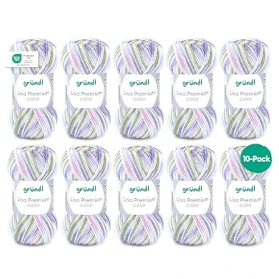 Imagen de Gründl Color Lisa Premium Hand Knitting, Hilo Grueso de 100% poliacrílico, Lima/Lila/Rosa/Verde, 32 x 30 7 cm, Acrílico, Lindgrün Flieder Rose, One Size, 500
