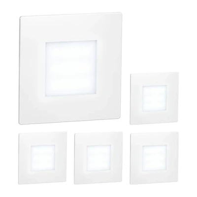 Imagen de ledscom.de 5 LED luz de escalera/plafón empotrado FEX para interior y exterior, angular, 85 x 85mm, blanco frío
