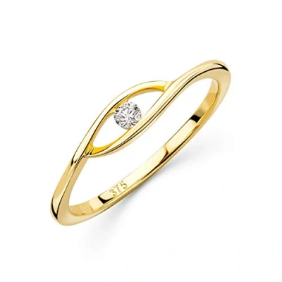 Imagen de Orovi anillo de mujer Oro amarillo 0,05 quilates, diamante solitario, compromiso, 9 quilates (375) y brillante,