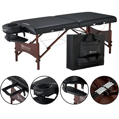 Imagen de Master Massage Newport Sofá de masaje portátil madera más ancha, dura, teñida, nogal, negro, 71 cm