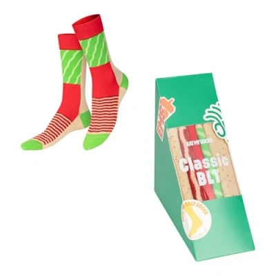 Imagen de EAT MY SOCKS Calcetines Originales y Divertidos Diseño con Forma de Sándwich Caña Alta Comodidad Durabilidad Ideal para Hombre Mujer Talla 36 a 45 1 Par